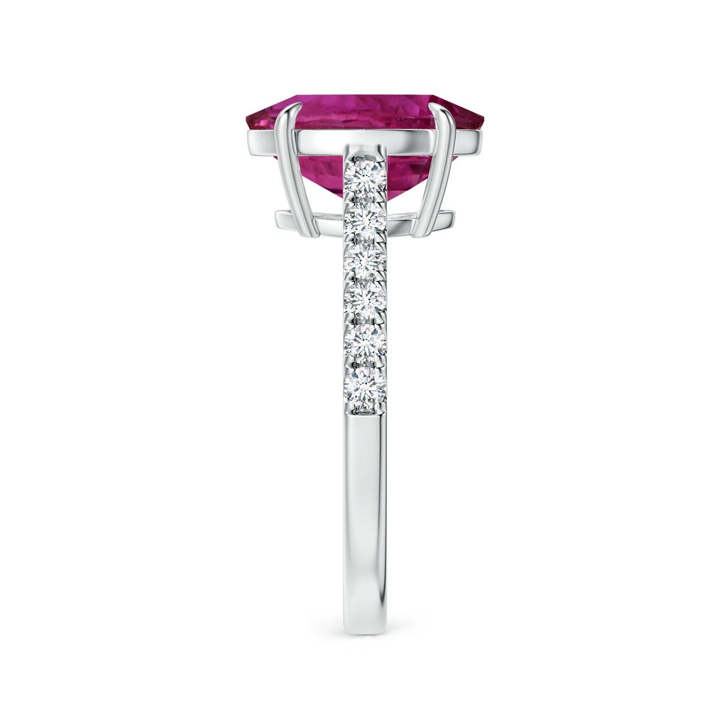 11.16x9.20x6.48mm AAA Claw-Set GIA Certified Oval Pink Sapphire Ring with Diamonds in 18K White Gold Side-2