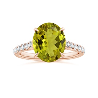 10.94x8.09x4.86mm AA Claw-Set GIA Certified Oval Tourmaline Ring with Diamonds in 9K Rose Gold