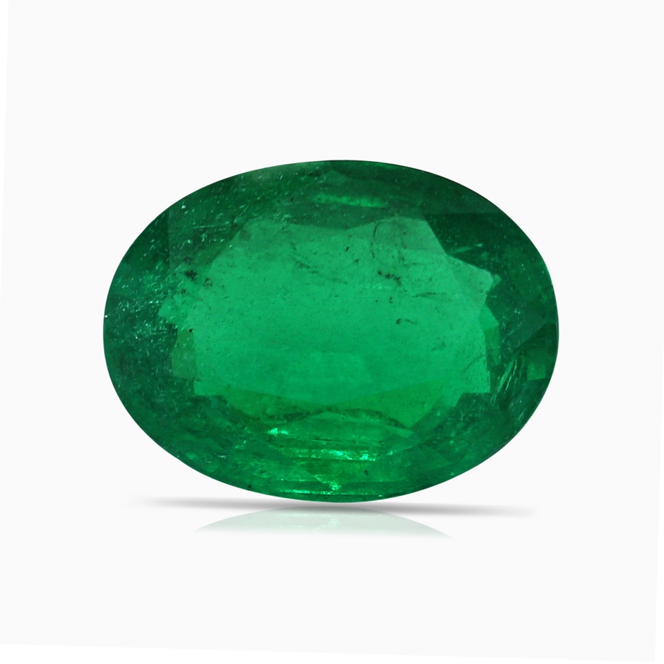 10.5x8mm AAA GIA Certified Oval Emerald Halo Ring with Reverse Tapered Shank in P950 Platinum Stone