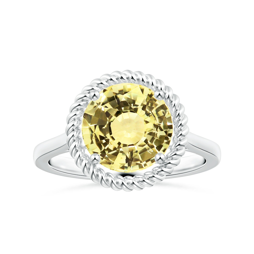 8.7x8.7x5.48mm AAA GIA Certified Yellow Sapphire Halo Ring with Reverse Tapered Shank  in 18K White Gold 