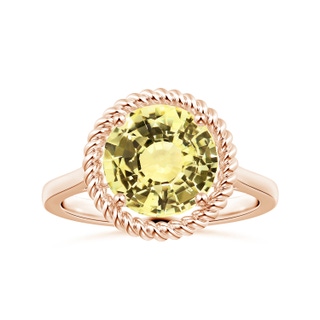 8.7x8.7x5.48mm AAA GIA Certified Yellow Sapphire Halo Ring with Reverse Tapered Shank  in Rose Gold