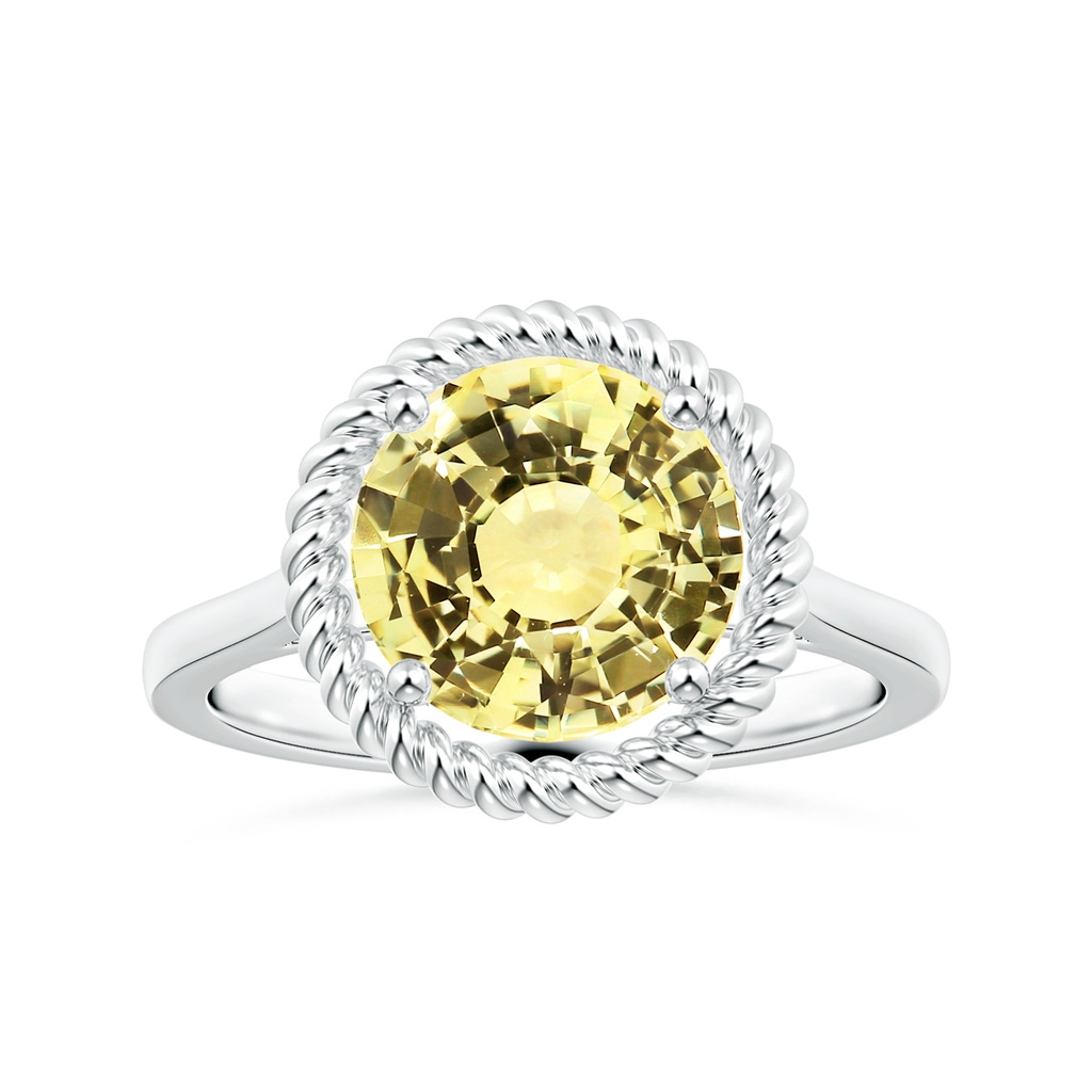 8.7x8.7x5.48mm AAA GIA Certified Yellow Sapphire Halo Ring with Reverse Tapered Shank  in White Gold