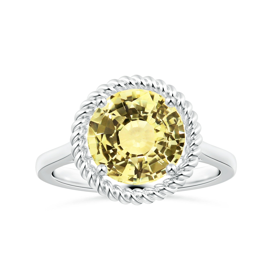 8.7x8.7x5.48mm AAA GIA Certified Yellow Sapphire Halo Ring with Reverse Tapered Shank  in White Gold 