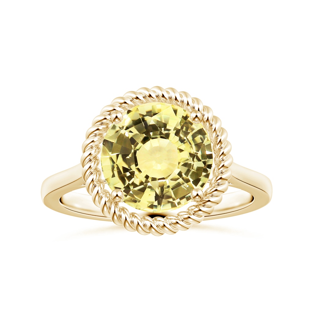 8.7x8.7x5.48mm AAA GIA Certified Yellow Sapphire Halo Ring with Reverse Tapered Shank  in Yellow Gold