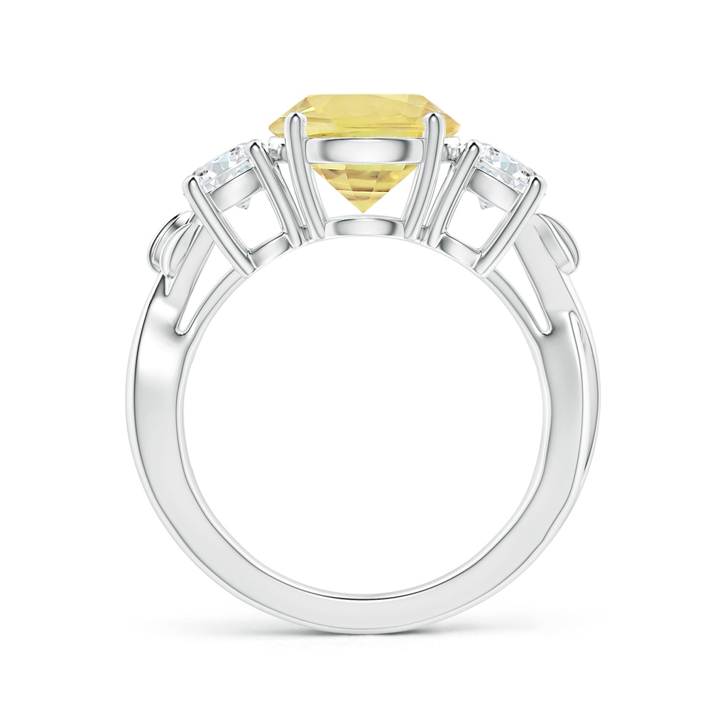 8.7x8.7x5.48mm AAA Nature Inspired GIA Certified Yellow Sapphire Three Stone Ring with Diamonds in 18K White Gold Side-1
