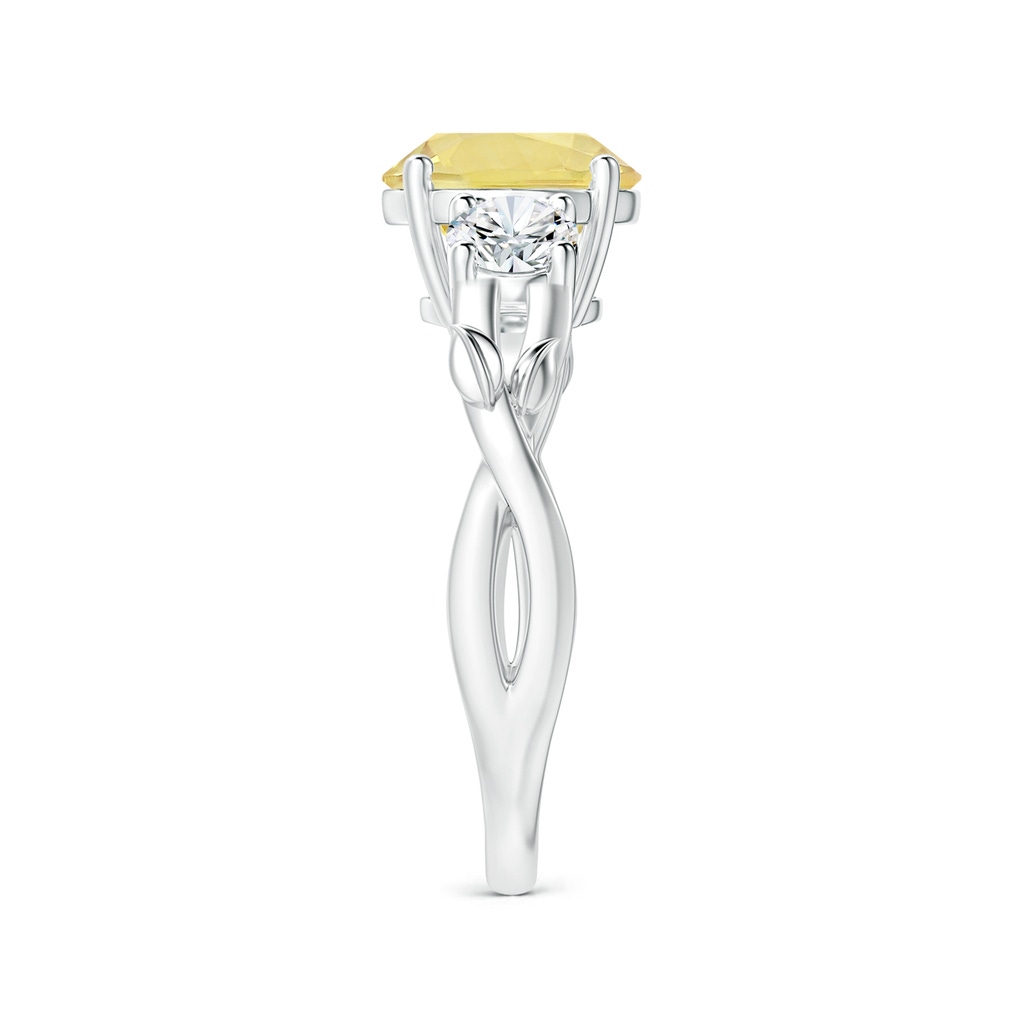 8.7x8.7x5.48mm AAA Nature Inspired GIA Certified Yellow Sapphire Three Stone Ring with Diamonds in 18K White Gold Side-2