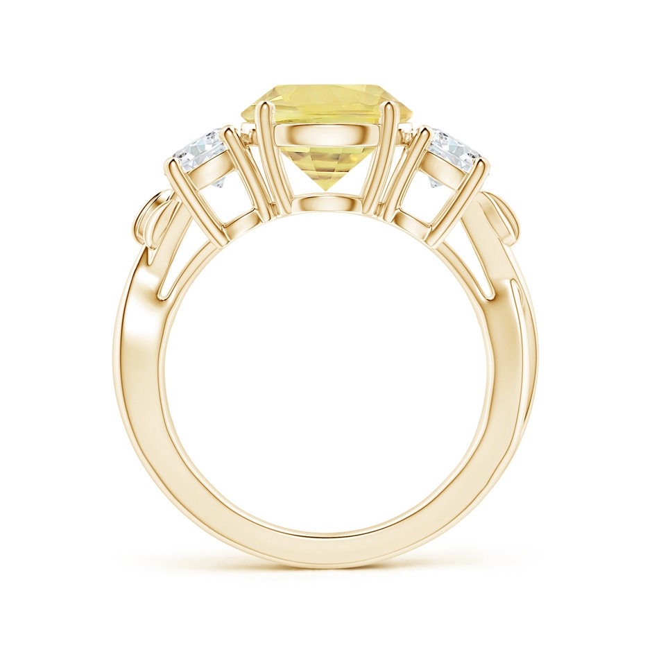 8.7x8.7x5.48mm AAA Nature Inspired GIA Certified Yellow Sapphire Three Stone Ring with Diamonds in Yellow Gold side-1