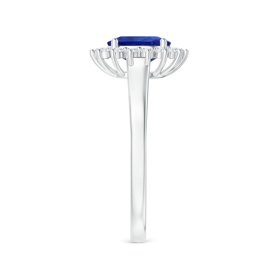 8.15x6.10x3.74mm AA Princess Diana Inspired Oval Sapphire Tapered Ring with Halo in P950 Platinum side 399