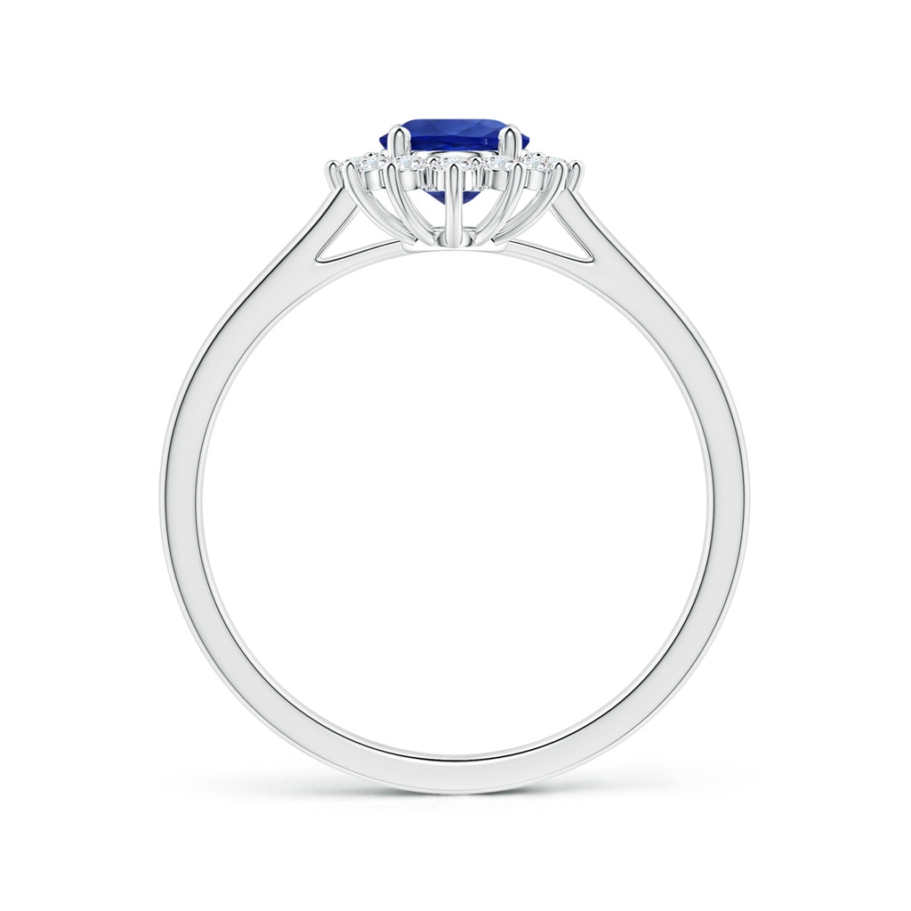 8.15x6.10x3.74mm AA Princess Diana Inspired Oval Sapphire Tapered Ring with Halo in White Gold Side 199