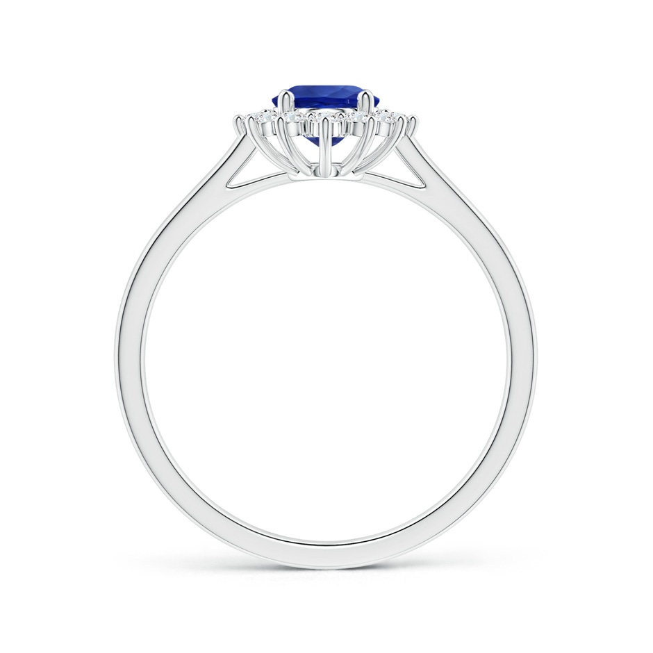 8.15x6.10x3.74mm AA Princess Diana Inspired Oval Sapphire Tapered Ring with Halo in White Gold side 199