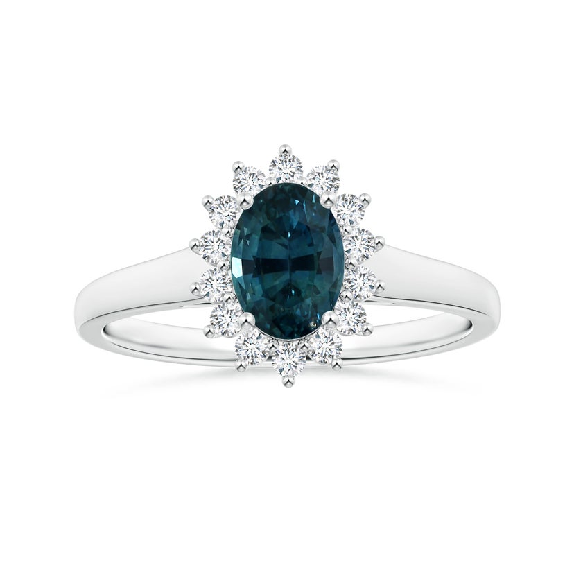 Princess Diana Inspired GIA Certified Oval Teal Sapphire Tapered