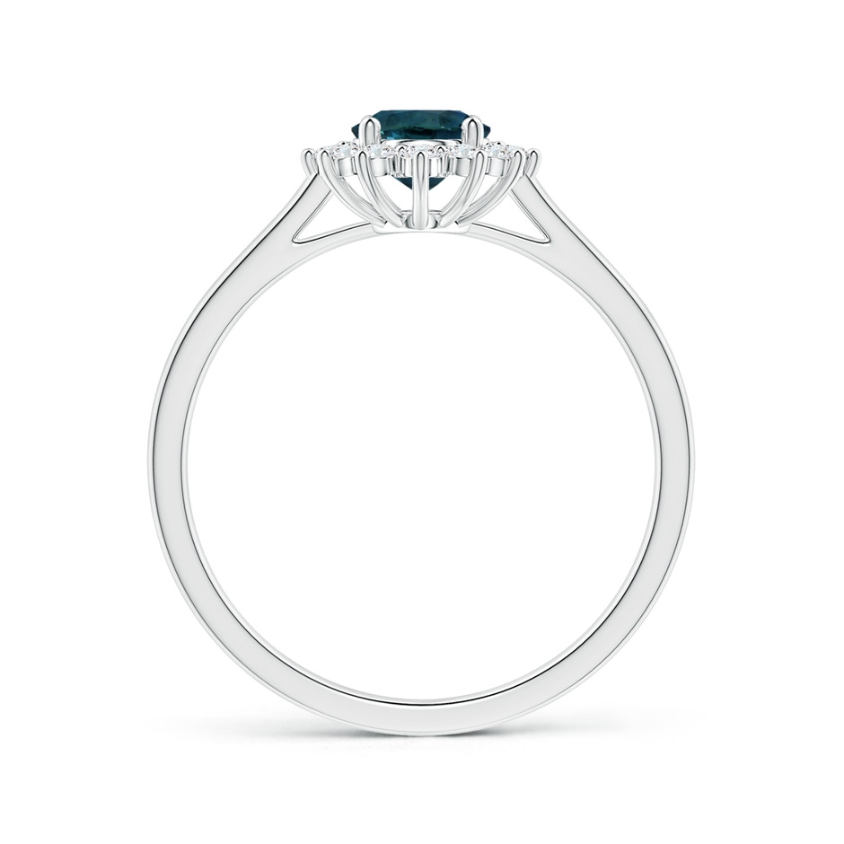 7.93x5.97x4.94mm AAA Princess Diana Inspired GIA Certified Oval Teal Sapphire Tapered Ring with Halo in 18K White Gold side-1