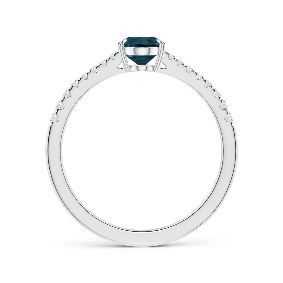 7.93x5.97x4.94mm AAA Claw-Set GIA Certified Oval Teal Sapphire Reverse Tapered Ring with Diamonds in P950 Platinum side-1