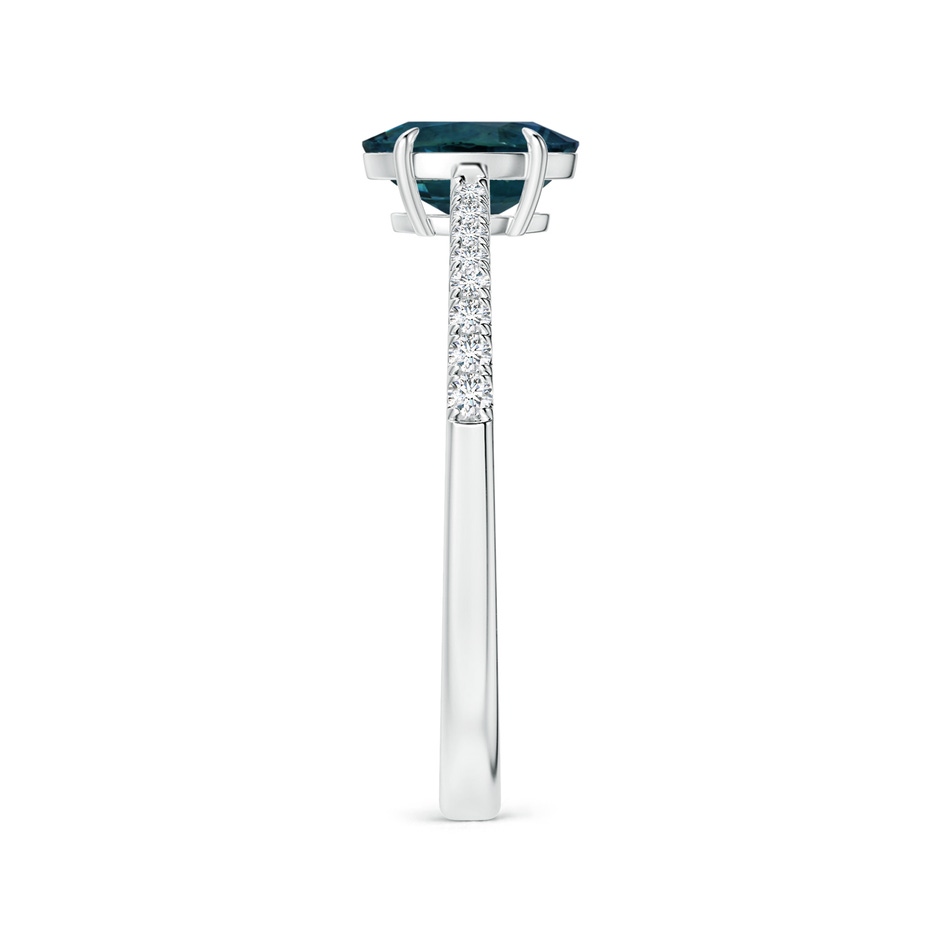 7.93x5.97x4.94mm AAA Claw-Set GIA Certified Oval Teal Sapphire Reverse Tapered Ring with Diamonds in P950 Platinum side-2