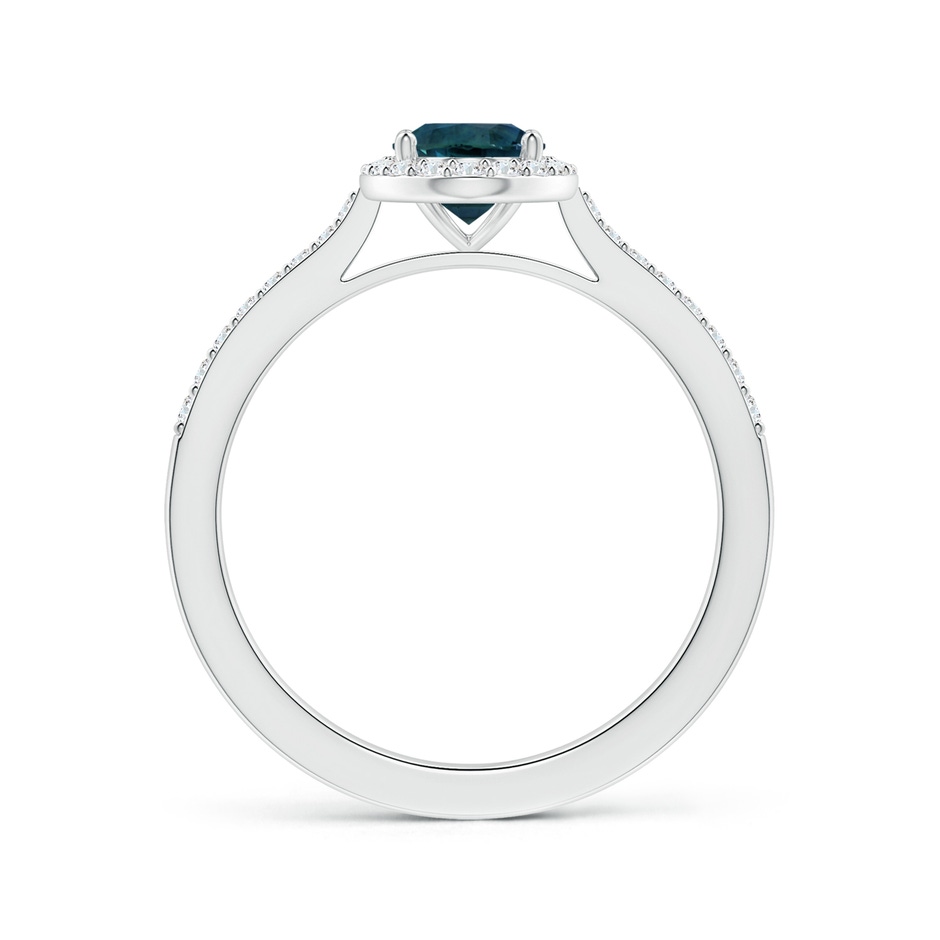 7.93x5.97x4.94mm AAA GIA Certified Oval Teal Sapphire Reverse Tapered Ring with Halo in 18K White Gold side-1