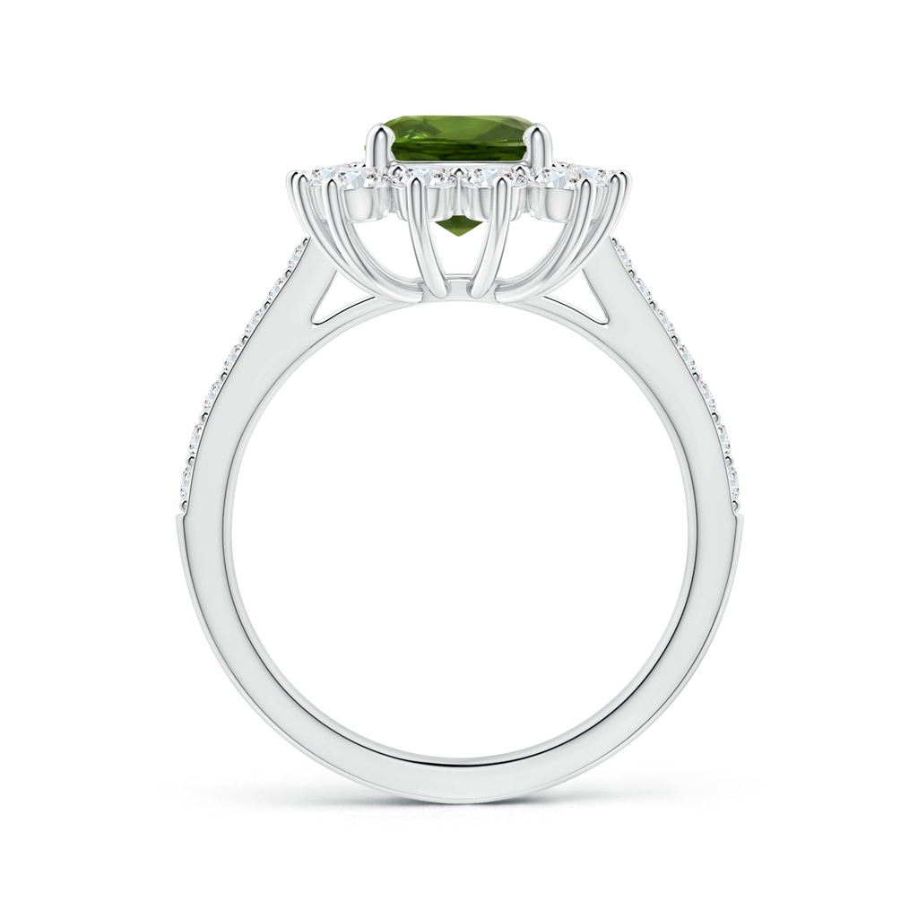 9.30x8.70x4.57mm AAA Princess Diana Inspired GIA Certified Cushion Green Sapphire Halo Ring in P950 Platinum Side-1