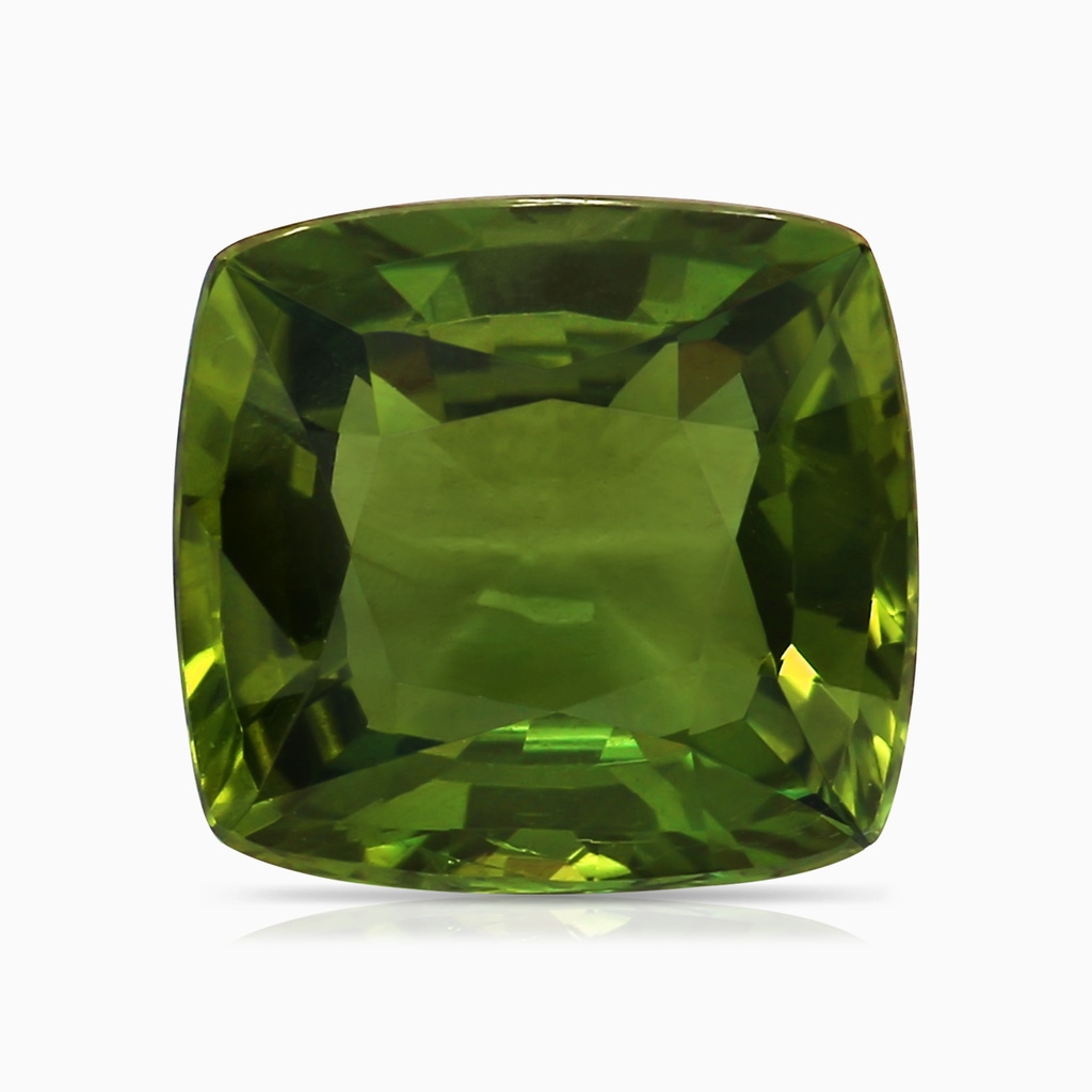 9.30x8.70x4.57mm AAA Claw-Set GIA Certified Cushion Green Sapphire Split Shank Ring in P950 Platinum Stone