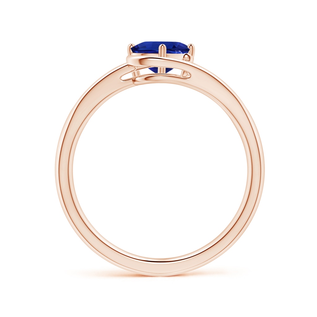 6.95x5.08x3.30mm AAAA Solitaire Tilted Oval Sapphire Bypass Split Shank Ring in 10K Rose Gold Side 199