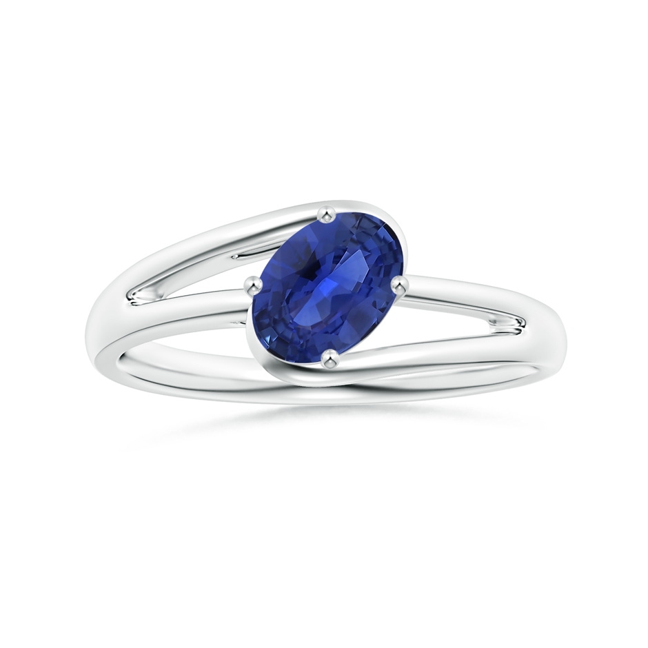 7.05x5.08x2.92mm AAAA GIA Certified Solitaire Tilted Oval Sapphire Bypass Split Shank Ring in P950 Platinum 