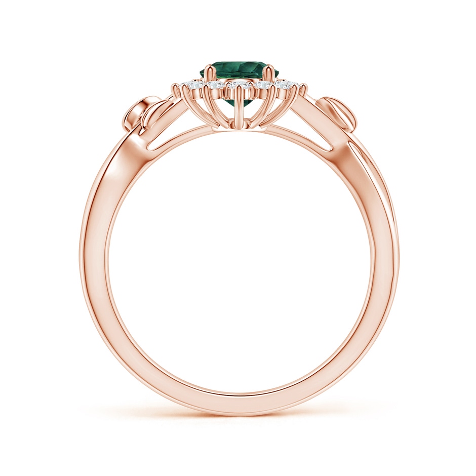 8.08x6.05x4.30mm AAA Princess Diana Inspired GIA Certified Oval Teal Sapphire Halo Ring in 18K Rose Gold side-1