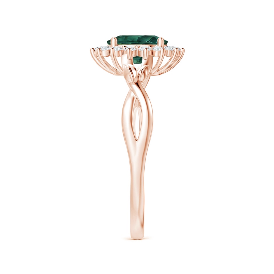 8.08x6.05x4.30mm AAA Princess Diana Inspired GIA Certified Oval Teal Sapphire Halo Ring in 18K Rose Gold side-2