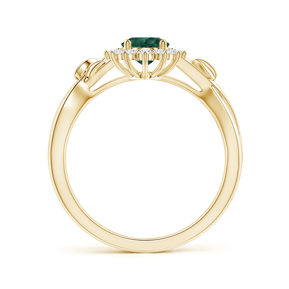 8.08x6.05x4.30mm AAA Princess Diana Inspired GIA Certified Oval Teal Sapphire Halo Ring in 18K Yellow Gold side-1