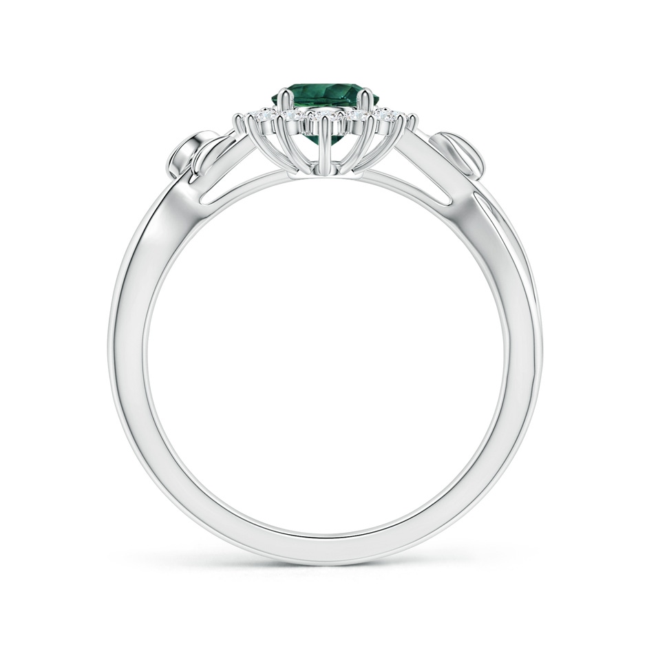 8.08x6.05x4.30mm AAA Princess Diana Inspired GIA Certified Oval Teal Sapphire Halo Ring in P950 Platinum side-1