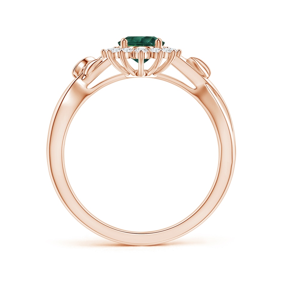 8.08x6.05x4.30mm AAA Princess Diana Inspired GIA Certified Oval Teal Sapphire Halo Ring in Rose Gold side-1