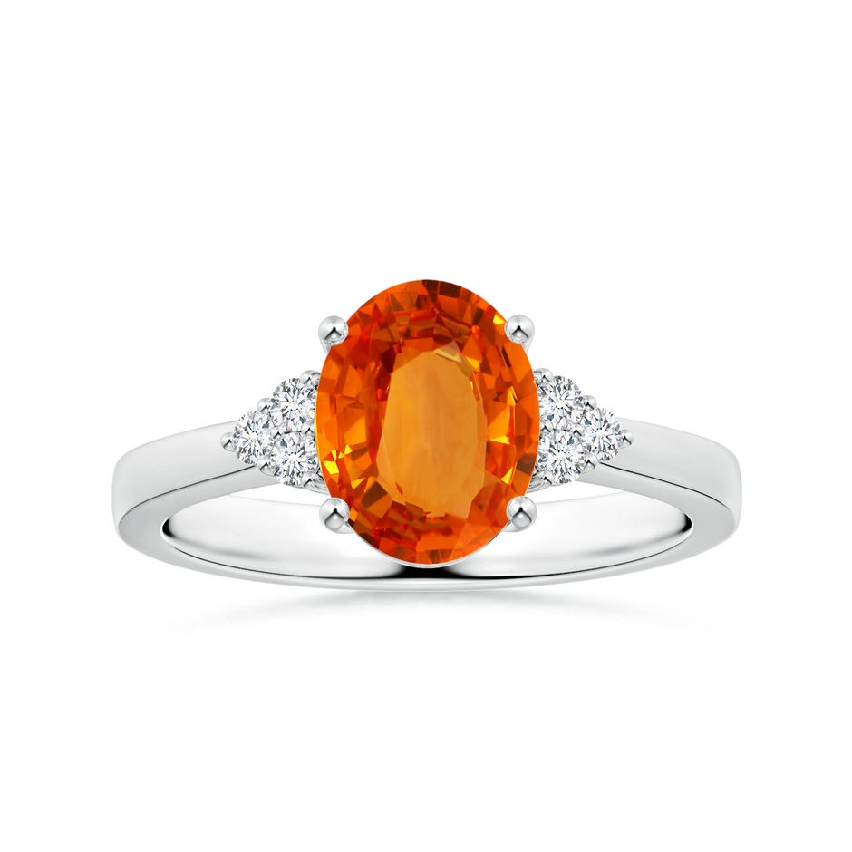 9.20x6.79x3.64mm AAA GIA Certified Oval Orange Sapphire Reverse Tapered Shank Ring with Diamonds in P950 Platinum 