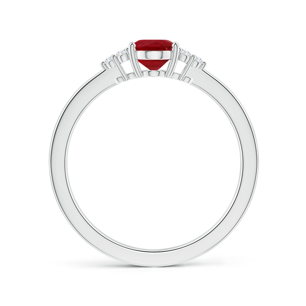 6.43x5.03x3.56mm AAA GIA Certified Oval Ruby Reverse Tapered Shank Ring with Side Diamonds in 18K White Gold Side-1