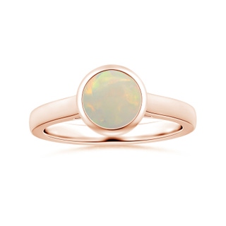 8.29x8.25x3.02mm AAA GIA Certified Bezel-Set Round Opal Solitaire Ring in 18K Rose Gold