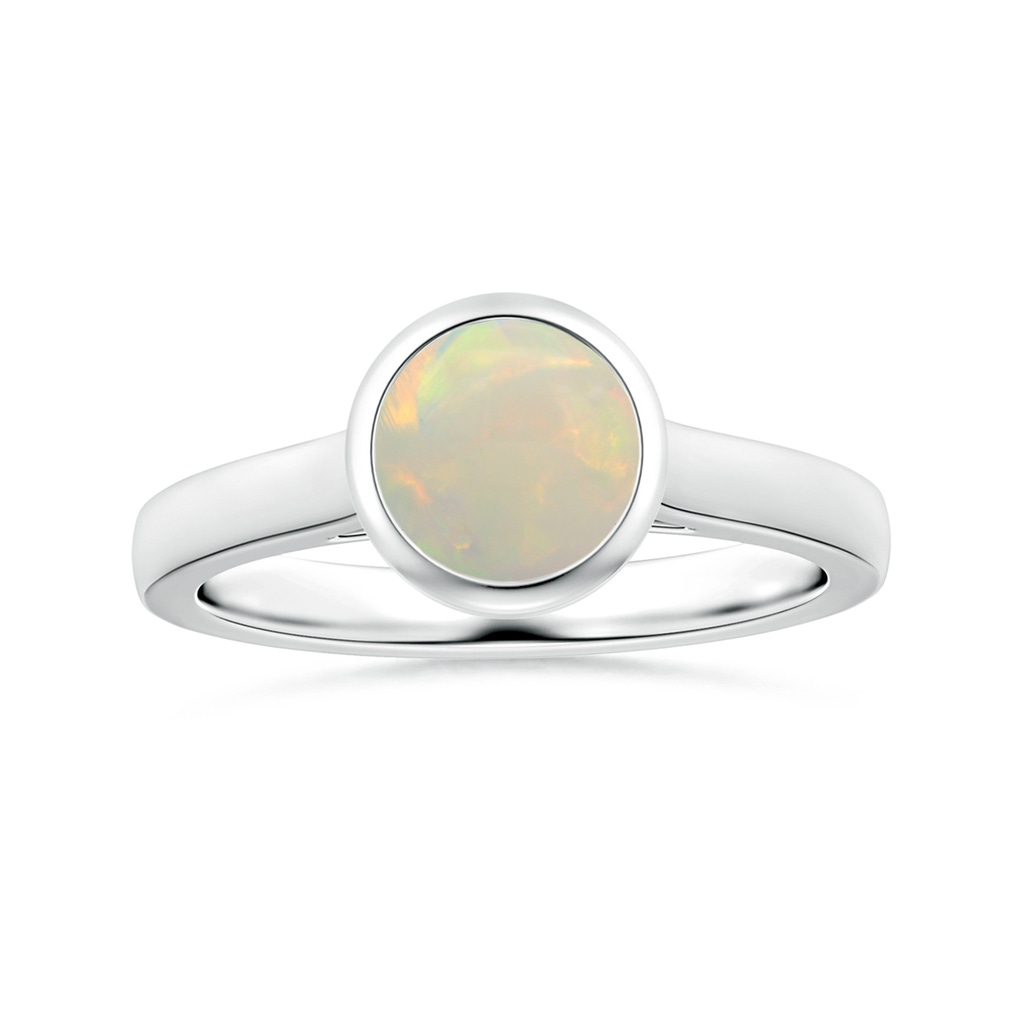 8.29x8.25x3.02mm AAA GIA Certified Bezel-Set Round Opal Solitaire Ring in White Gold 