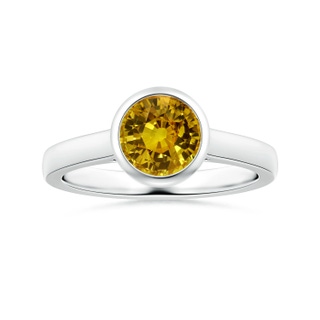 7.99x7.93x5.51mm AAA Bezel-Set GIA Certified Round Yellow Sapphire Solitaire Ring  in White Gold