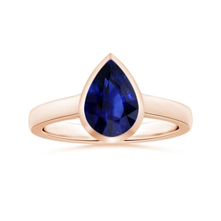 8.95x6.99x4.56mm AAA GIA Certified Bezel-Set Pear-Shaped Blue Sapphire Solitaire Ring in 10K Rose Gold