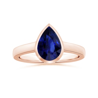 8.95x6.99x4.56mm AAA GIA Certified Bezel-Set Pear-Shaped Blue Sapphire Solitaire Ring in 18K Rose Gold