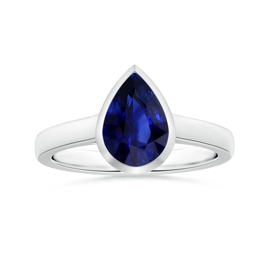8.95x6.99x4.56mm AAA GIA Certified Bezel-Set Pear-Shaped Blue Sapphire Solitaire Ring in P950 Platinum 