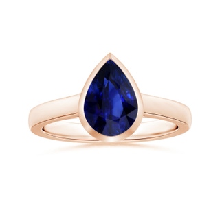 8.95x6.99x4.56mm AAA GIA Certified Bezel-Set Pear-Shaped Blue Sapphire Solitaire Ring in Rose Gold