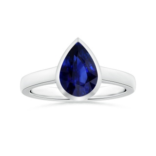 8.95x6.99x4.56mm AAA GIA Certified Bezel-Set Pear-Shaped Blue Sapphire Solitaire Ring in White Gold