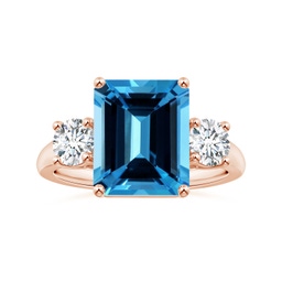 Three Stone Rose Gold Swiss Blue Topaz Rings