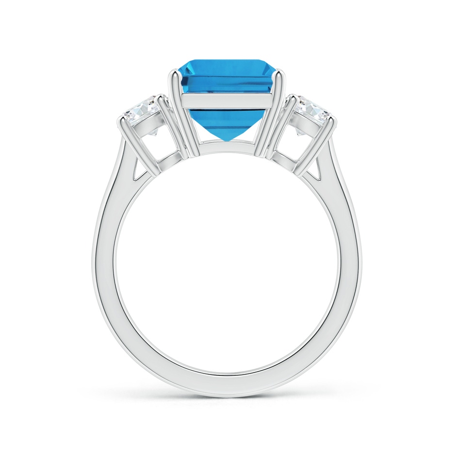 10.81x8.90x5.59mm AAA Three Stone GIA Certified Emerald-Cut Swiss Blue Topaz Tapered Ring with Diamonds in P950 Platinum side 199
