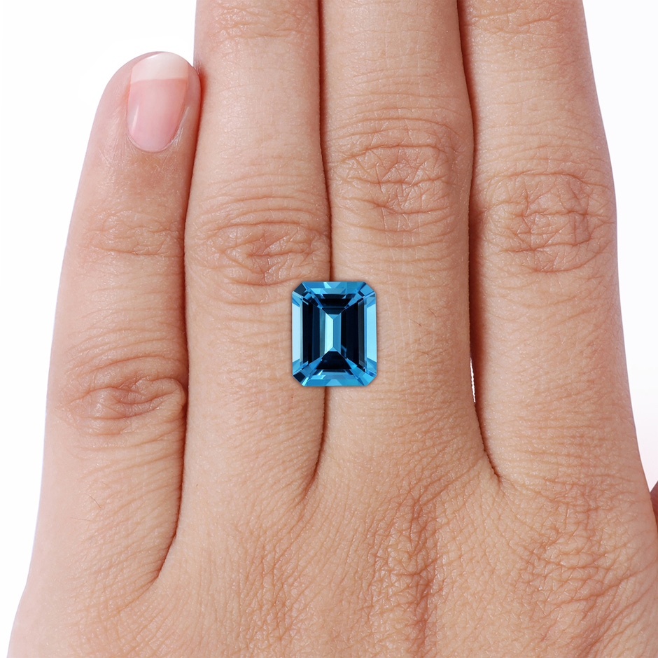 10.81x8.90x5.59mm AAA Three Stone GIA Certified Emerald-Cut Swiss Blue Topaz Tapered Ring with Diamonds in White Gold side 799