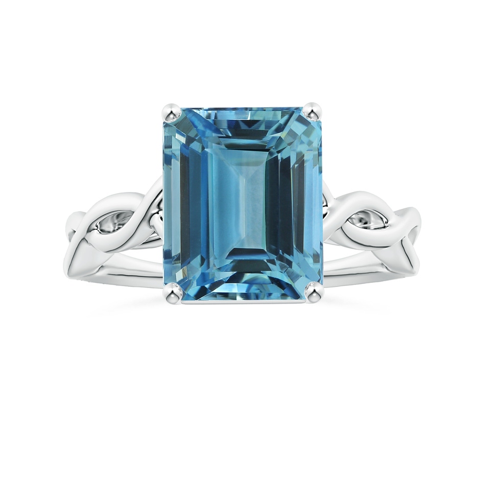 10.89x8.83x6.52mm AAAA Prong-Set GIA Certified Solitaire Emerald-Cut Aquamarine Twisted Shank Ring in 18K White Gold 