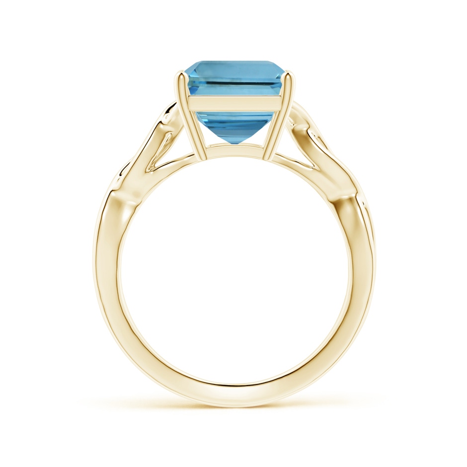 10.89x8.83x6.52mm AAAA Prong-Set GIA Certified Solitaire Emerald-Cut Aquamarine Twisted Shank Ring in 18K Yellow Gold side-1