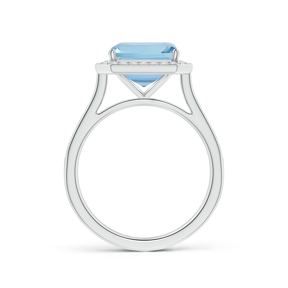 10.56x8.18x5.60mm AAA Emerald-Cut Aquamarine Single Halo Ring with Diamonds in P950 Platinum Side 199