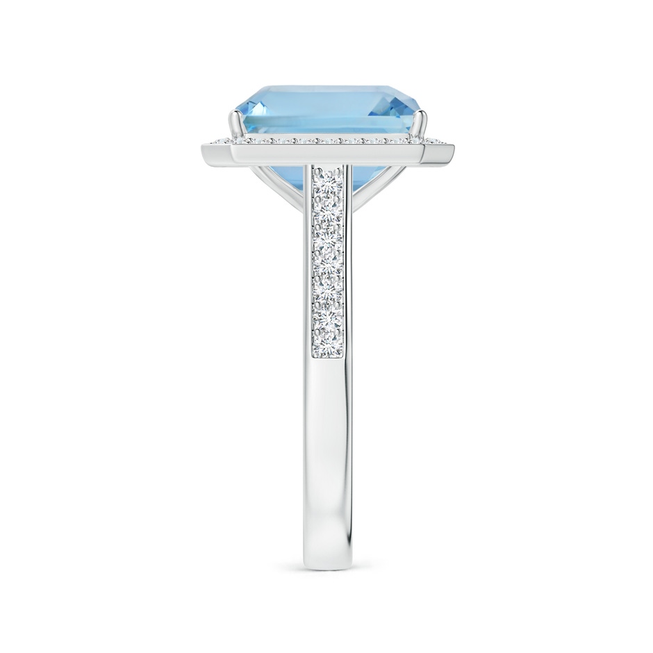 10.56x8.18x5.60mm AAA Emerald-Cut Aquamarine Single Halo Ring with Diamonds in P950 Platinum Side 399