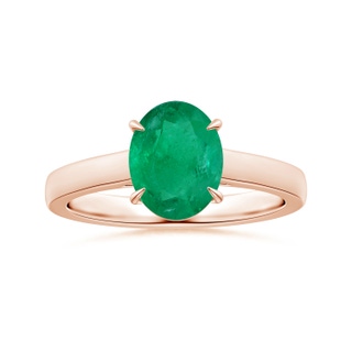 8.89x6.86x4.77mm AAA Claw-Set GIA Certified Oval Emerald Solitaire Ring in 18K Rose Gold