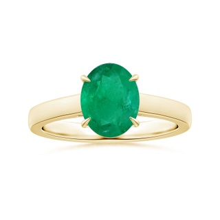 8.89x6.86x4.77mm AAA Claw-Set GIA Certified Oval Emerald Solitaire Ring in 9K Yellow Gold