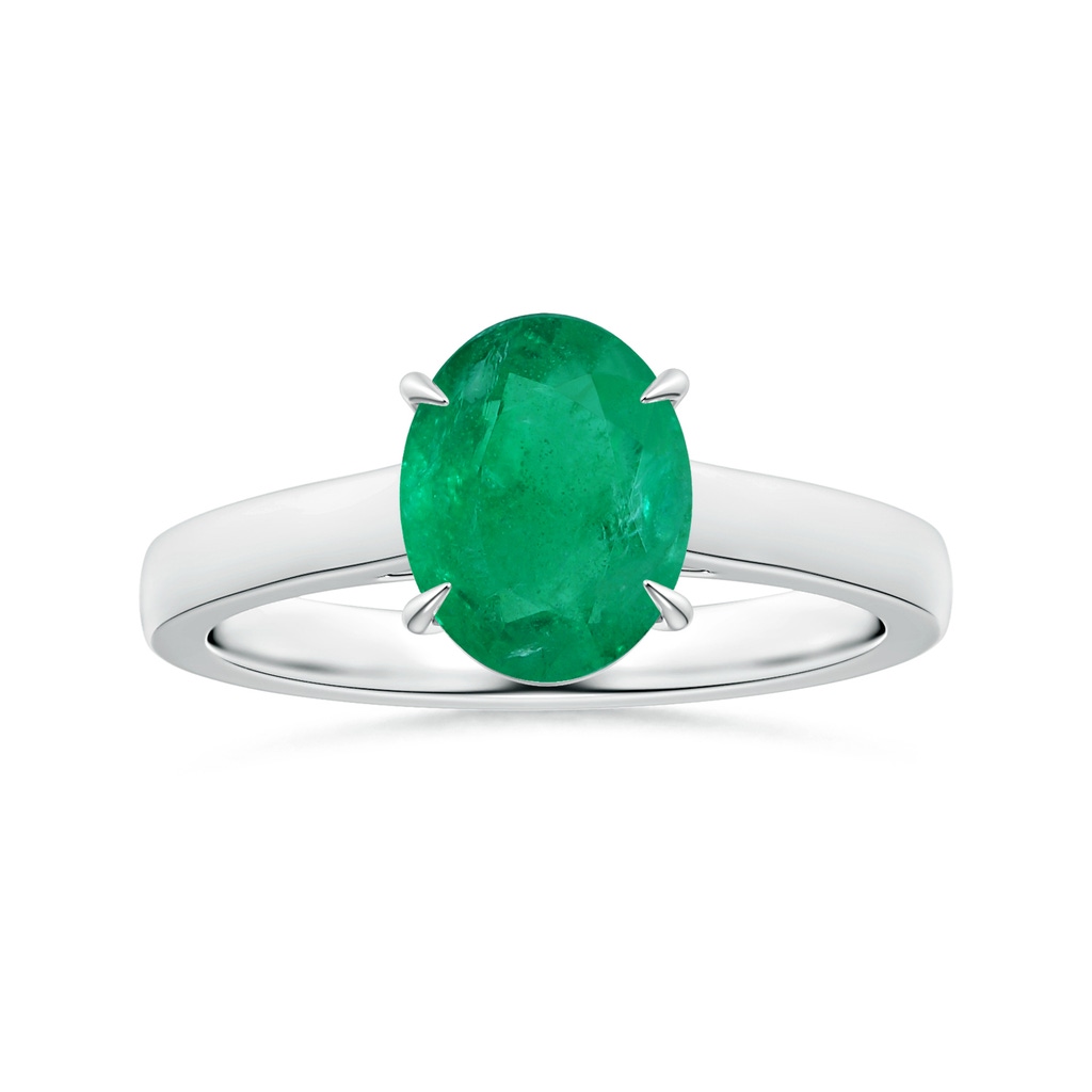 8.89x6.86x4.77mm AAA Claw-Set GIA Certified Oval Emerald Solitaire Ring in P950 Platinum