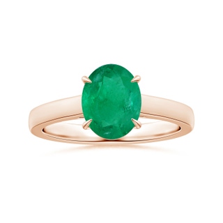 8.89x6.86x4.77mm AAA Claw-Set GIA Certified Oval Emerald Solitaire Ring in Rose Gold