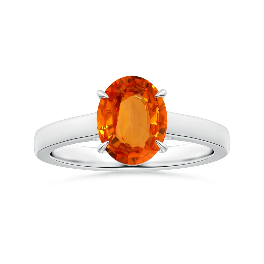 9.20x6.79x3.64mm AAA Claw-Set GIA Certified Oval Orange Sapphire Solitaire Ring in 18K White Gold